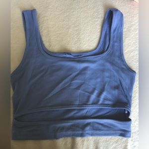 Light Blue Tank Top with Cut-Out Around Stomach